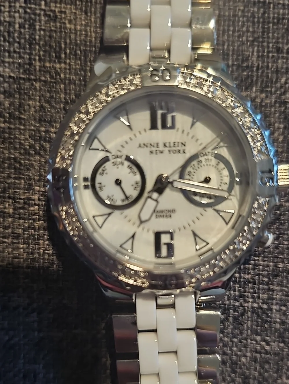 Anne Klein Diamond Watch Stainless Steel 12/1641wmwb Women